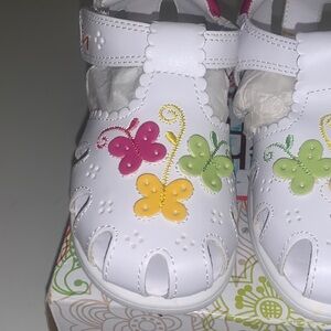 Rachel Shoes White Sandals with Colorful Butterflies